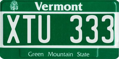 VT license plate XTU333