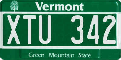 VT license plate XTU342