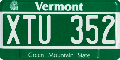 VT license plate XTU352