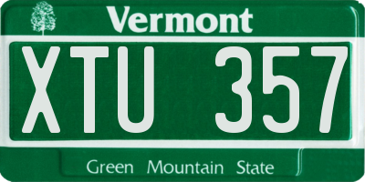 VT license plate XTU357