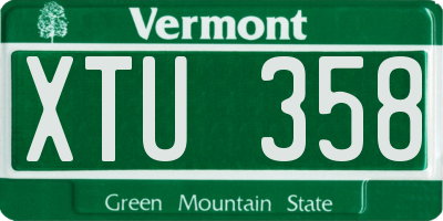 VT license plate XTU358