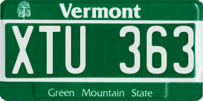 VT license plate XTU363