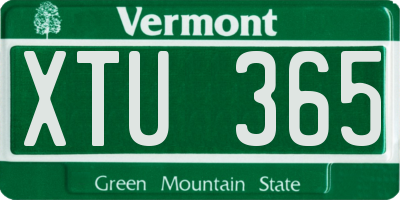 VT license plate XTU365