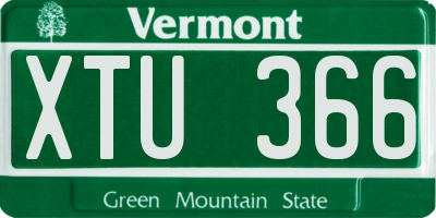 VT license plate XTU366