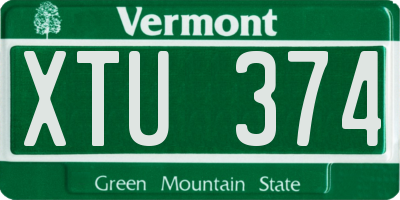 VT license plate XTU374