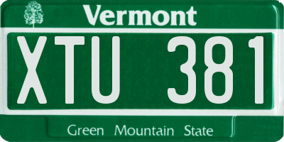 VT license plate XTU381