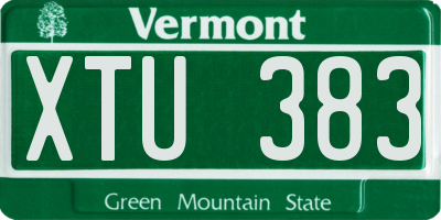 VT license plate XTU383