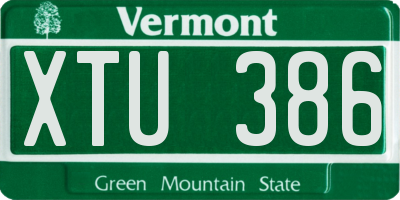 VT license plate XTU386