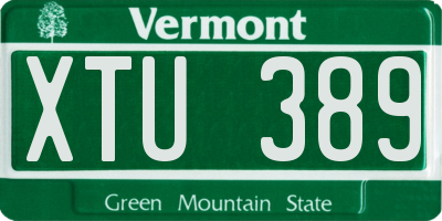 VT license plate XTU389