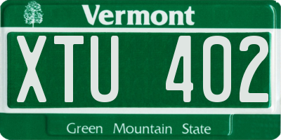 VT license plate XTU402