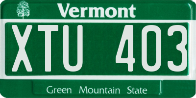 VT license plate XTU403