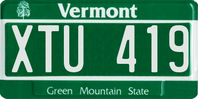 VT license plate XTU419