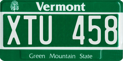 VT license plate XTU458
