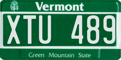 VT license plate XTU489