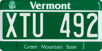 VT license plate XTU492