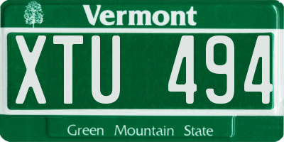 VT license plate XTU494