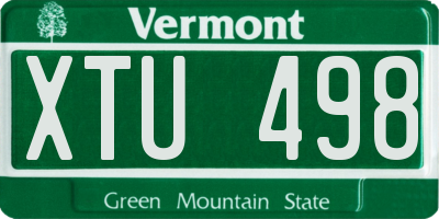 VT license plate XTU498