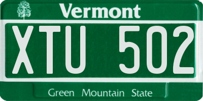 VT license plate XTU502