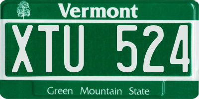 VT license plate XTU524