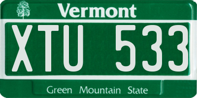 VT license plate XTU533