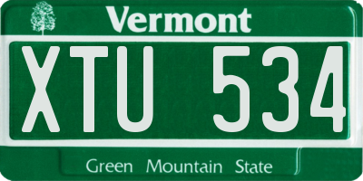 VT license plate XTU534
