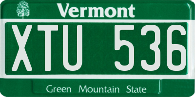 VT license plate XTU536