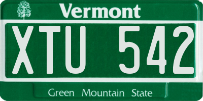VT license plate XTU542