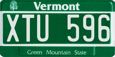 VT license plate XTU596