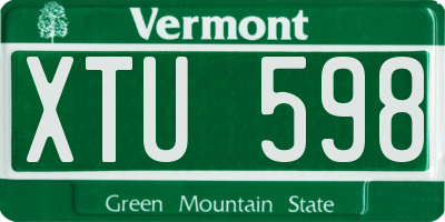 VT license plate XTU598