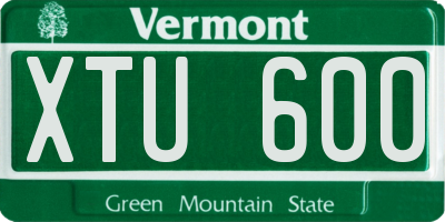 VT license plate XTU600