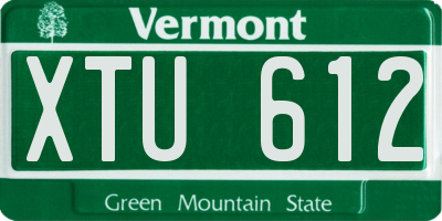 VT license plate XTU612