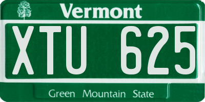 VT license plate XTU625