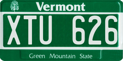 VT license plate XTU626