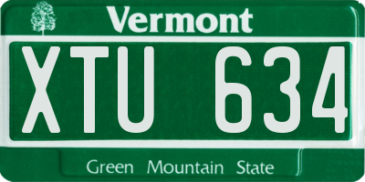 VT license plate XTU634