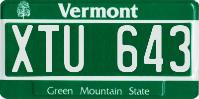 VT license plate XTU643