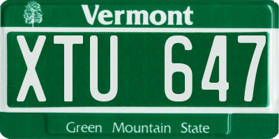 VT license plate XTU647