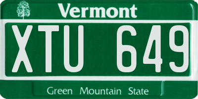 VT license plate XTU649