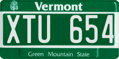 VT license plate XTU654