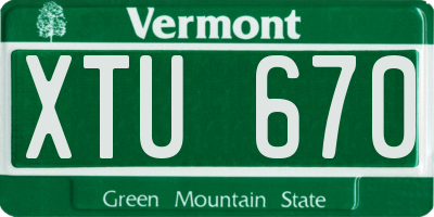 VT license plate XTU670