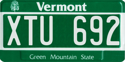 VT license plate XTU692