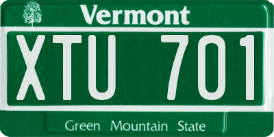 VT license plate XTU701