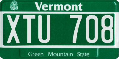 VT license plate XTU708