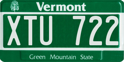 VT license plate XTU722