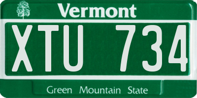 VT license plate XTU734