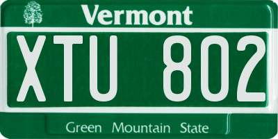 VT license plate XTU802