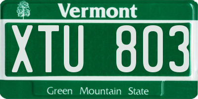 VT license plate XTU803