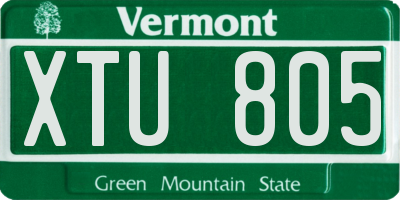 VT license plate XTU805