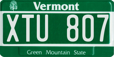 VT license plate XTU807