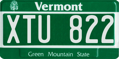 VT license plate XTU822