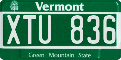VT license plate XTU836